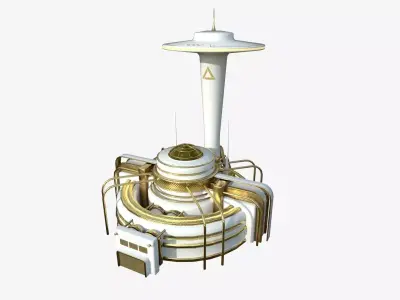 SciFi Facility D11 Golden - Sci Fi Exterior Design Low-poly 3D model