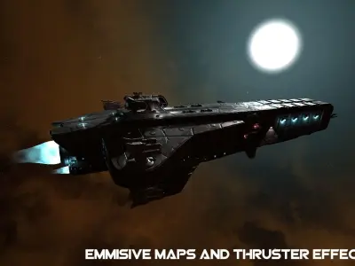 PBR Light Cruiser Low-poly 3D model