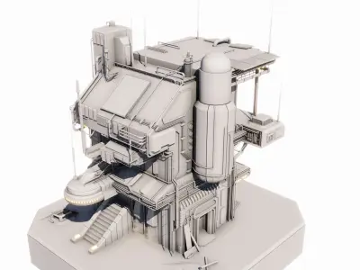 Sci-fi Command center building 3D model