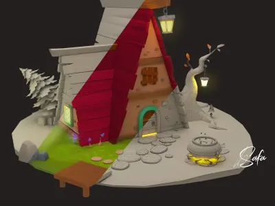 3D little house  Low-poly 3D model