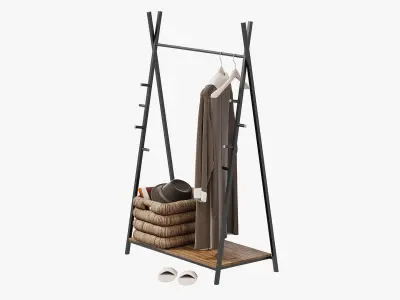 Floor Hanger Set with Coat 3D model