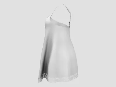 White Lace Bottom and Back Summer Cami Top Low-poly 3D model