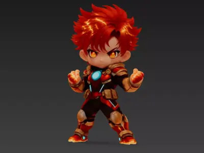 Chibi Arc-Reactor Armored Hero High-Detail 3D Character Model 3D model
