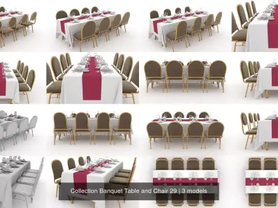 Collection Banquet Table and Chair 29 3D Model Pack