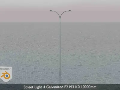 Street Light 4 Galvanized F2 M3 K0 10000mm  Low-poly 3D model