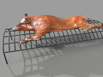 Pig on a skewer Low-poly 3D model