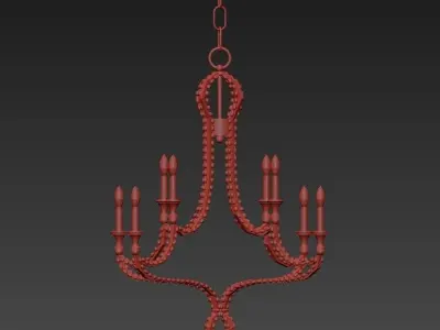 8 Light Handcrafted Chandelier 3D model