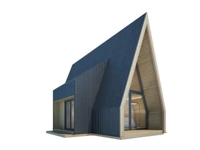 APF62 Modern A Frame Cabin Small 3D House Model with Loft 62 Sqm Low-poly 3D model