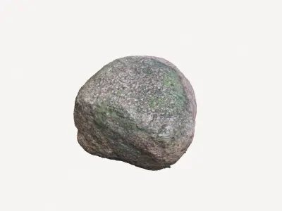 Round Stone With Moss and Leaves - A - Cleaned Version 3D model