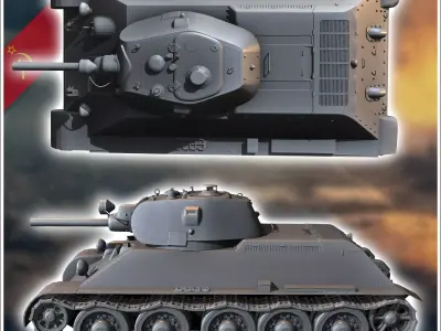 T-34 76 M1940 Model 1940 T-3476A with front headlight - Soviet a 3D print model