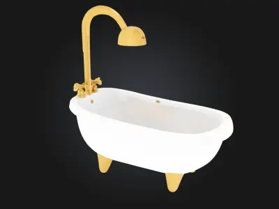 Golden Tub  Luxurious Elegance in a Classic Bath Fixture 3D model