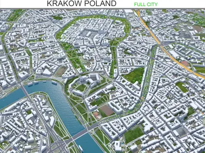 Krakow City Poland Low-poly 3D model