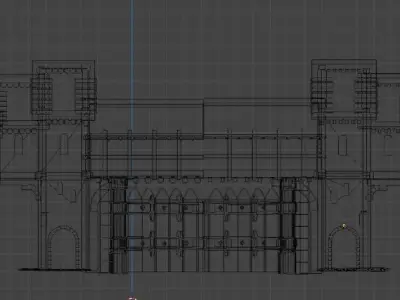  Castle gate wall fortress to play Low-poly 3D model
