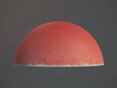 Concrete Hemisphere Barrier Painted Red pack 1 v2 Low-poly 3D model