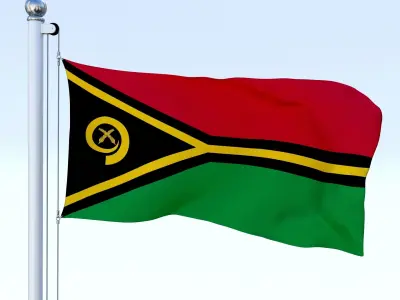 Animated Vanuatu Flag Low-poly 3D model