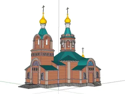 Architecture-Religion-God-Culture-Temple-079 church with two ... 3D model
