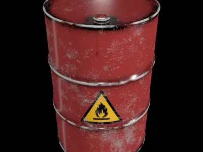 Damage Red Barrel Low-poly 3D model
