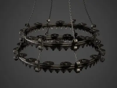 Medieval Chandelier Low Poly Game Ready Low-poly 3D model