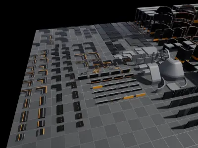 Modular Scifi Base pack all colors customizable Low-poly 3D model