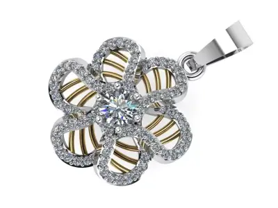 PENDANTS flower pendant with diamonds 3D print model