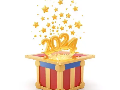 High-Quality 3D Cartoon New Year Wish Box Free low-poly 3D model