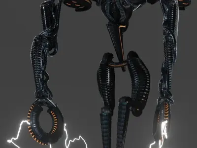 RAIGO robot with lightning Low-poly 3D model