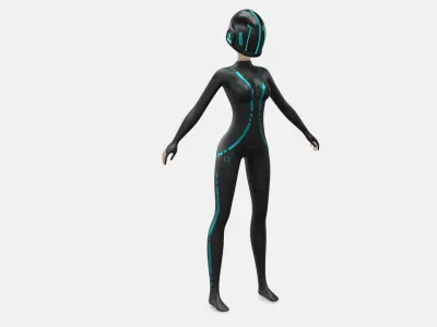 Tron Woman Racer Low-poly 3D model