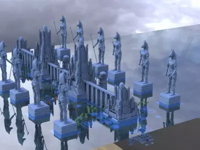 Anubis Temple Archway gate bridge 3D model