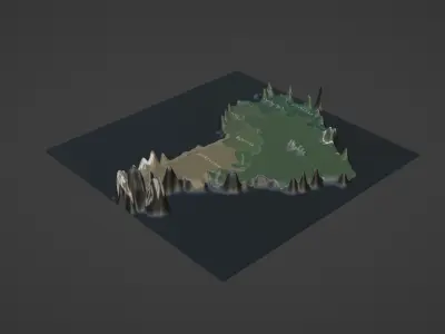 South America Map Topography  Low-poly 3D model