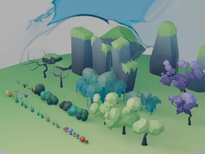 Low Poly Nature Set Low-poly 3D model
