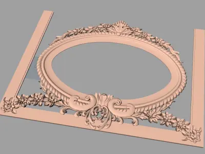 Door design 3D relief model STL format file for CNC carving E665 3D model