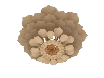 Wooden lamp with stone lotus decoration 3D model