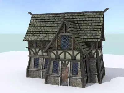 Medieval Village House 1 Low-poly 3D model