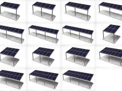 Solar terrace roof 3D model