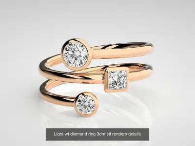 11 Unique Solitaire diamond ring 3dm stl renders details 3D Model Pack