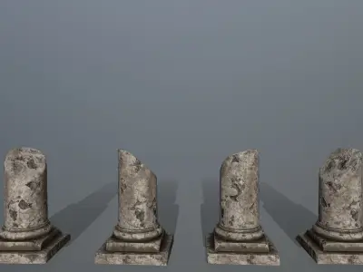 broken pillar Low-poly 3D model