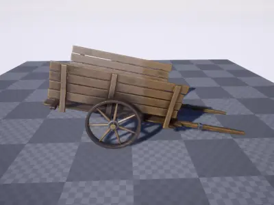 Stylized Medieval Cart Low-poly 3D model