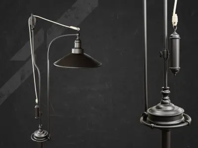 Glendale Pulley Task Floor Lamp - Williamsburg Lighting Style 3D model