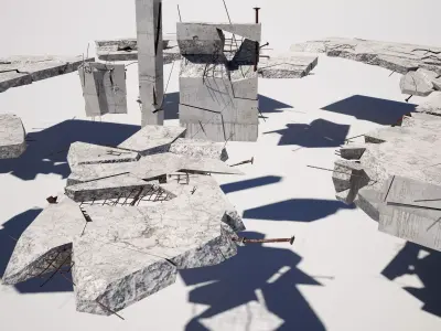  Broken Concrete Debris Low-poly 3D model