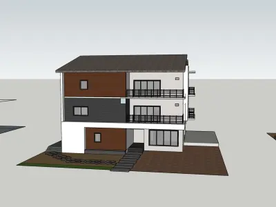 House with 2 floors and many elevations 3D model
