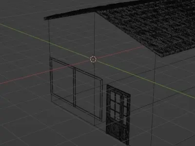 low poly house set of buildings with windows and doors Free low-poly 3D model