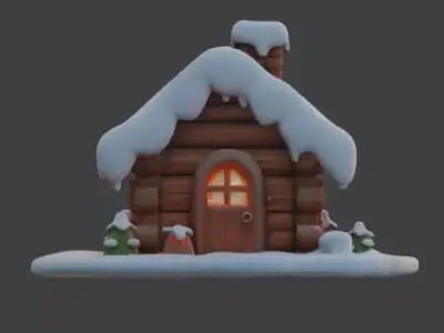 Cartoon Christmas Gingerbread House 3D Model Low-poly 3D model