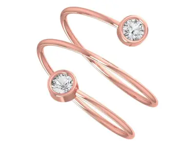 Solitaire Women Spiral Round Stone Band Ring 3D print model