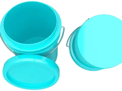 Food Grade 5l Plastic Bucket Turquoise 3D model