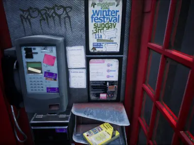 London Telephone Booth Low-poly 3D model