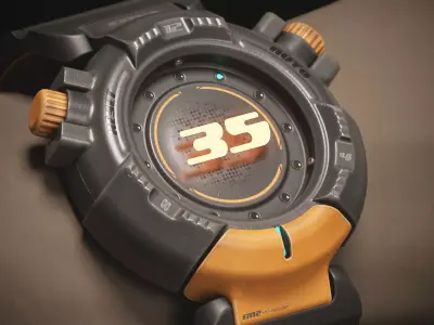 Futuristic EM2 Wrist Watch PBR  Low-poly 3D model
