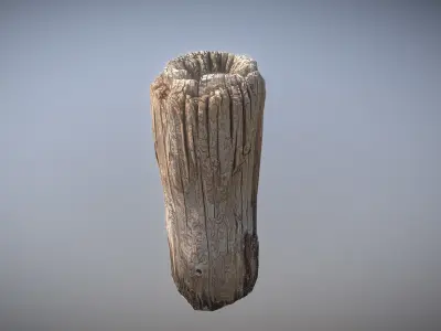 Wooden pole from a seaside Low-poly 3D model