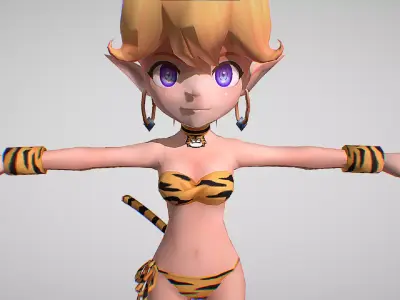 Primm - Tiger Skin - The Daughter Of Elman - Secret Of Mana Low-poly 3D model