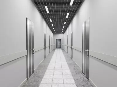 Safe Vault Door and Metal Security Door with Interior Scene 3D model