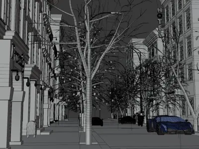 3D Industrial City Block- City Street 3D model